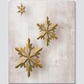 Napkins 20pcs, 3-ply 33x33cm Golden snowflakes on wood,