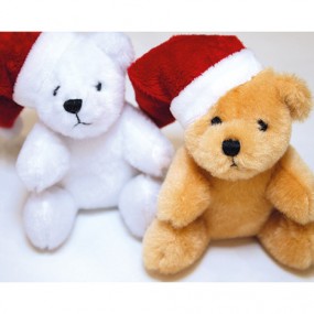 Plush teddy XL 12x10x9cm with santa hat