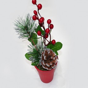 Composition de Noël dans un pot de fleurs XL, 20x12cm, avec