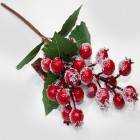 Decorative berry branch XL 26x10cm, snow-decorated, shiny