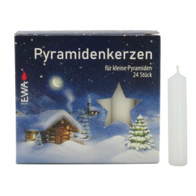 Pyramidcandles 24er white 14x74mm in colour pack