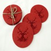 Coasters set of 4 made of felt with reindeer motif, 10cm