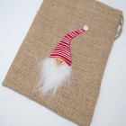 Jute bag with attached plush gnome 20x15cm, 2 times