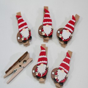 Superbes piquets en bois gnome, lot de 6 4,5x2,2x1,5 cm,
