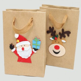 Gift bag 'Kraft paper Santa/Elch' 15x12cm