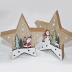 Wooden star 13x12.2x1.8cm, with Santa, tree and snowman, 2