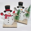 Wooden snowman 10x7.5x3.5cm, with Christmas tree (metal