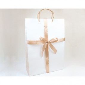 Gift bag 'Satin bow' XL 35x25cm, of white paper