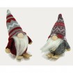 Gnome on wooden ski 13x7cm, red a. grey assorted