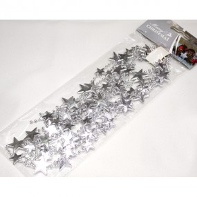 Star chain silver 270cm long, stars and balls