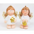 Angel ceramic white with glitter wings, 6x4,5cm