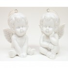 Porcelain angel white sitting 8x6x5cm 2 poses