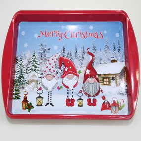 Gnome Christmas tray made of metal 20x14cm, assorted motifs,