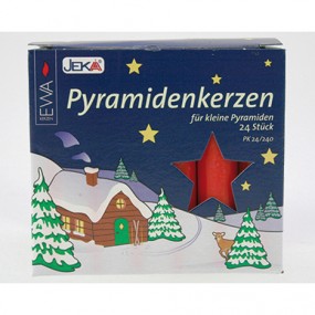 Pyramidcandles 24er red 14x74mm in colour pack.